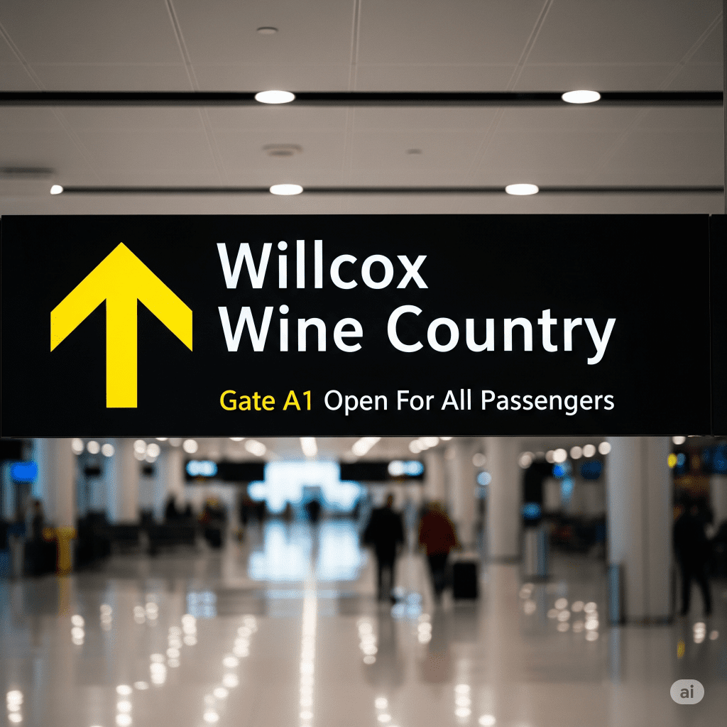 Willcox Wine Country departure sign